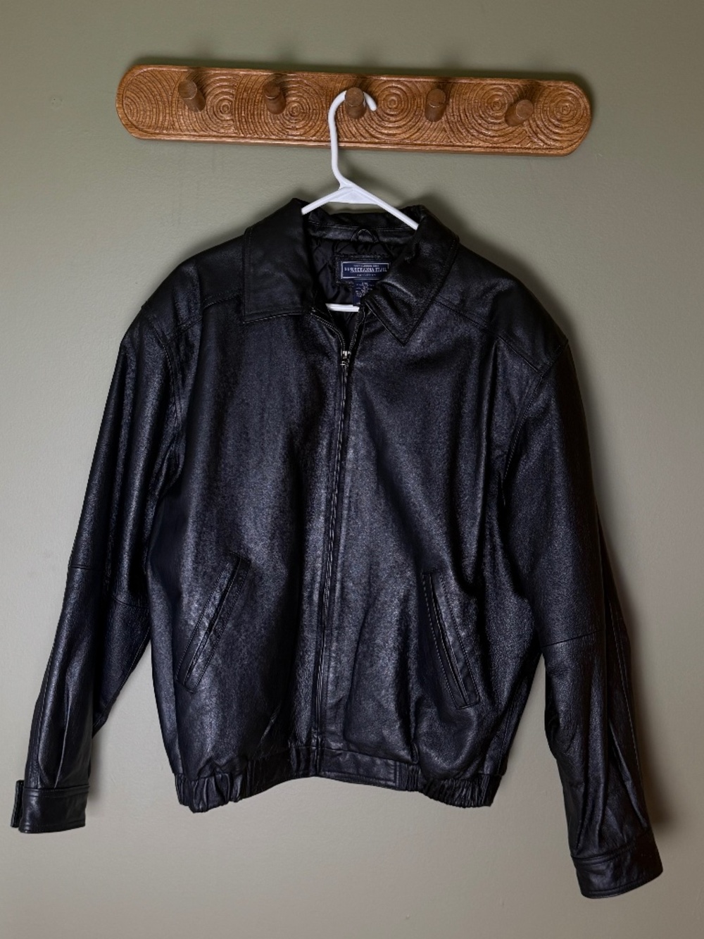 Black leather biker jacket